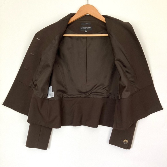 JONES NEW YORK Stretch Blazer Jacket Lined 4-Button Brown 8P - Picture 4 of 5